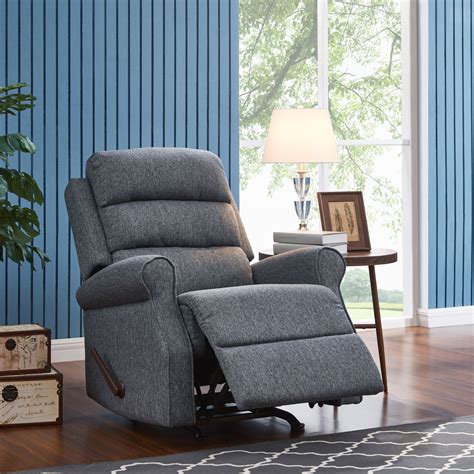 Homesvale Linder Rocker Recliner Chair Charcoal Gray Woven Fabric