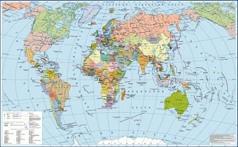 Политическая карта мира крупным планом со странами и границами 2022