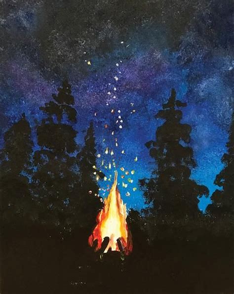 Campfire Painting Art Projects Painting Holiday Painting