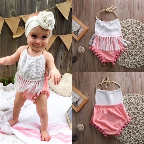 Newborn Toddler Infant Baby Girl Clothes Tassels Backless