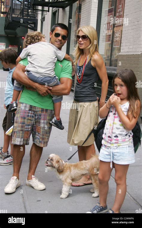 Kelly Ripa And Mark Consuelos Take Their Children And Dog Out For A
