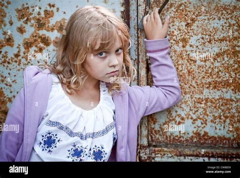 Closeup Portrait Of Beautiful Little Blond Russian Girl Stock Photo Alamy