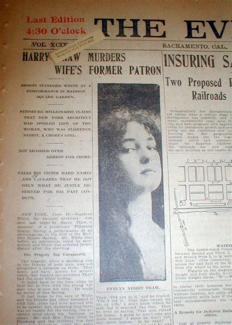 3 1906 Headline Newspapers Harry Thaw Murders Stanford White Over