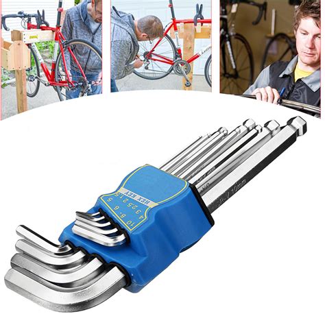 New 9pcs L Wrench Ball End Long Arm Hex Key Allen Wrench Set Powerful