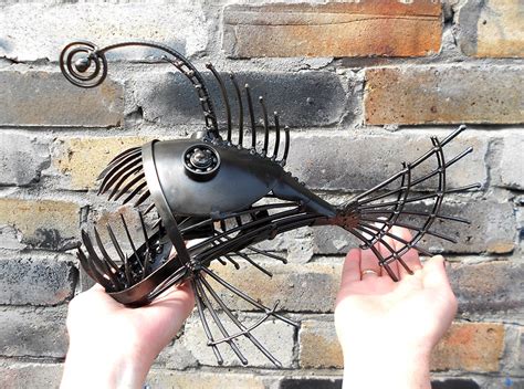 Art Metal Sculpture Angler Fish Steampunk Predatory Fish Etsy