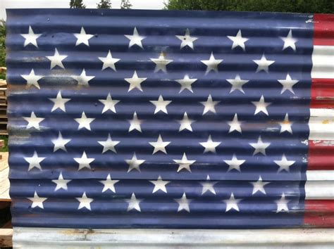 8 Ft Huge Rustic American Flags Barn Metal Flags Distressed Etsy