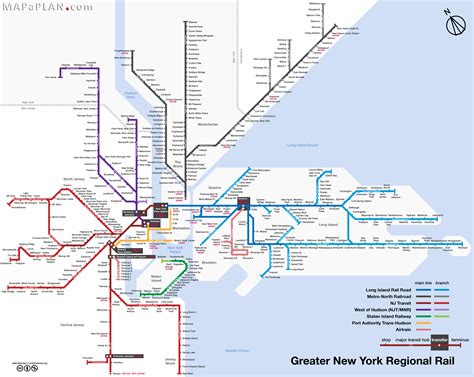 Greater New York Regional Rail Railroad Train Lines New York Map