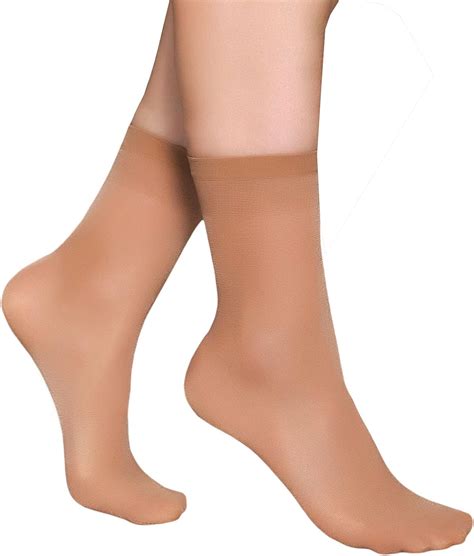 5 Pairs Pairs Womens Nylon Ankle High Tights Hosiery Sheer Socks Beige Medium