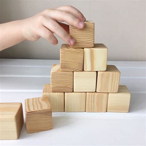 Handmade Wooden Baby Building Blocks Baby Activity Cube Etsy