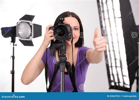 Photographer At Work Stock Photo Image Of Woman Studio 42667952