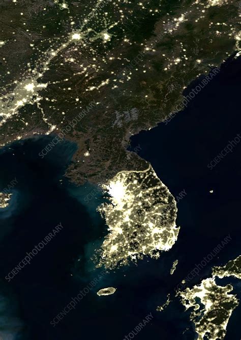Korea At Night Satellite Image Stock Image C0044096 Science