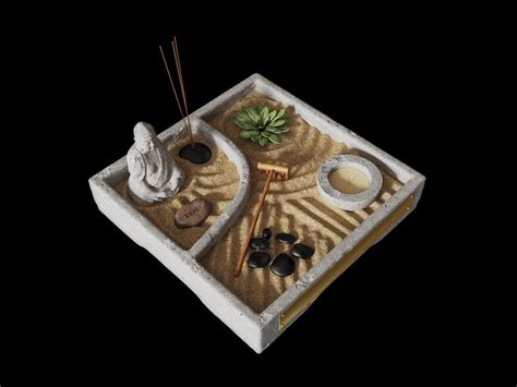 Miniature zen gardens are great for small places such as a desktop, bookshelf, or other space in your living area. Miniature Zen Garden 3D | CGTrader