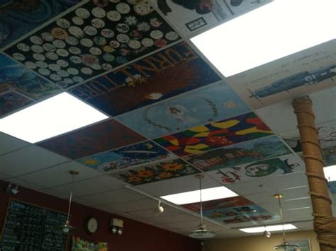 They don't realize that a well painted ceiling will brighten your room, make it feel larger, and improve the look of the paints on your walls. Creative painted ceiling tiles! | Yelp