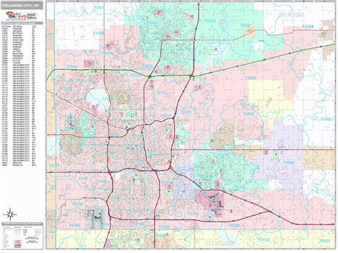 Oklahoma City Oklahoma Zip Code Wall Map Premium Style By Marketmaps
