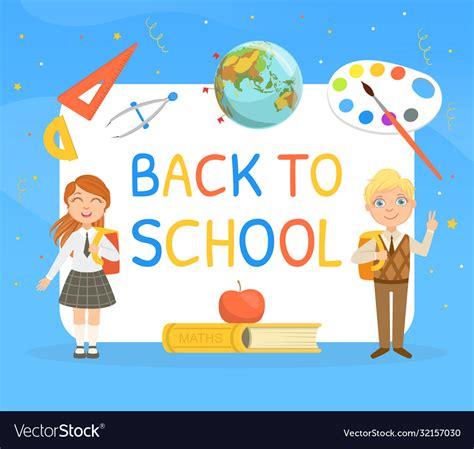 Back To School Banner Template With Cute Vector Image