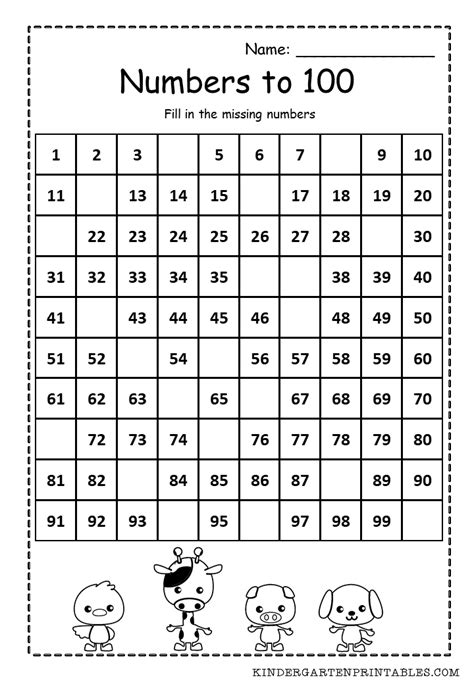 Numbers To 100 Worksheet Kindergarten Worksheets Number Worksheets