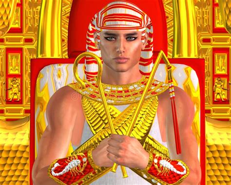 Egyptian Pharaoh Ramses Close Up Seated On Throne Stock Illustration