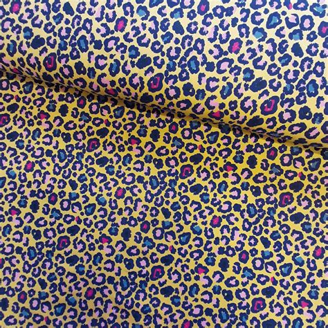 Leopard Yellow Jersey Knit Fabric Stretch Jersey Fabric By Half Metre
