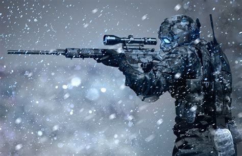 soldier, Sniper rifle, Winter, Snow, Science fiction, Futuristic Wallpapers HD / Desktop and ...