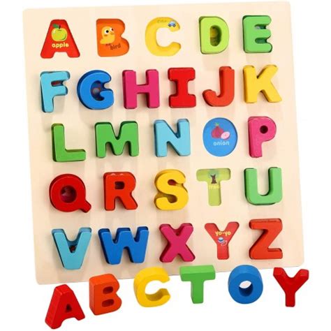 Wooden Alphabet Puzzle Chunky Letters Abc Puzzle Board