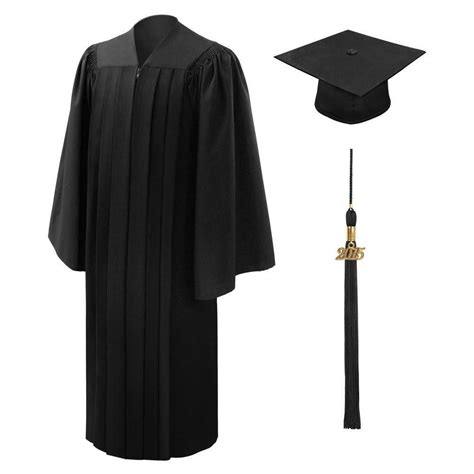 Deluxe Black High School Graduation Cap And Gown Fluted