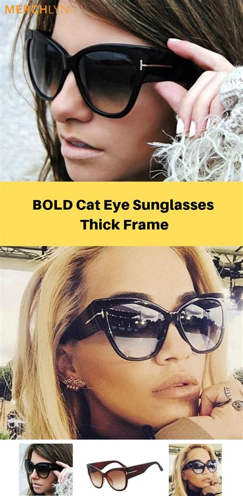 Bold Cat Eye Sunglasses Thick Frame Shades For Women Custom Pins Square Sunglasses Women Cat