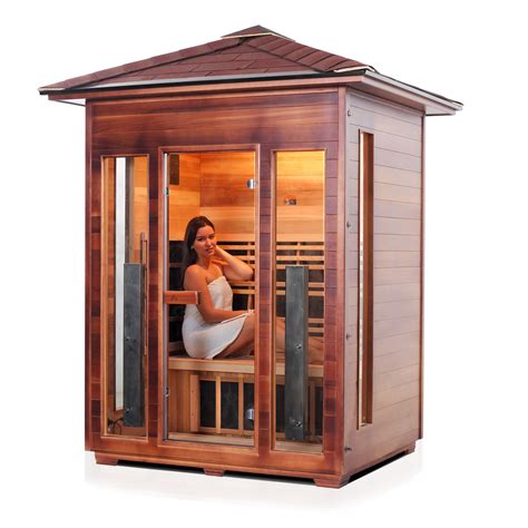 3 Person Outdoor Infrared Sauna Rustic Series Enlighten Saunas