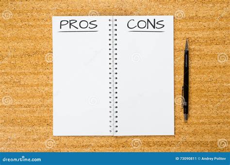 Pros Cons Concept Stock Image Image Of Background Comparison 73090811