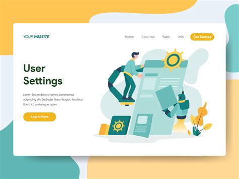 Landing Page Template Of User Settings Illustration Concept Modern