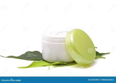 Cosmetic Cream With Leaf Stock Image Image Of Renew 23437955