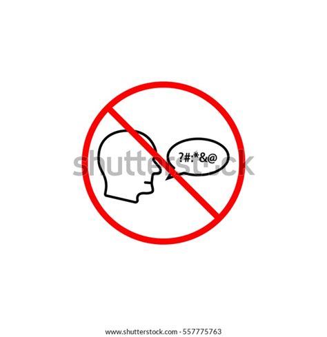 No Swearing Line Icon Prohibition Sign Stock Vector Royalty Free