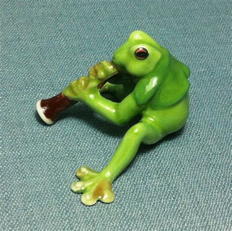 Miniature Ceramic Funny Frog Music Clarinet Animal Reptile Etsy