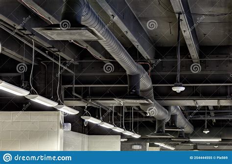Black Painted Exposed Duct Work Stock Image Image Of Bend Industry