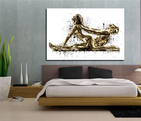 Canvas Art Sensual Bedroom Wall Decor Dripping Gold Bedroom Etsy