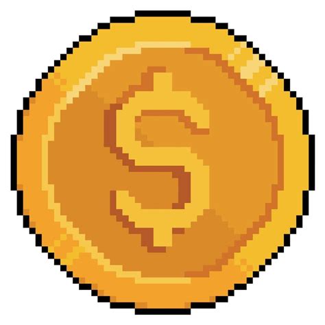 Pixel Art Moneda Dinero Dolar Vector Icono Para Juego De 8 Bits Sobre