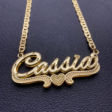 Custom Name Necklace Nameplate Necklace Double Name Plate Etsy