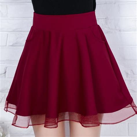Spring And Summer Hollow Skirts Mesh Stitching A Word Skirt High Waist