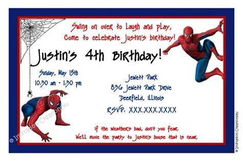 Bagvania provides daily birthday invitation templates where you can download it for free. Customizable Spiderman Birthday Invitation - I CREATE ... YOU PRINT | eBay