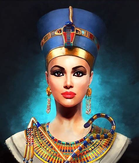 Nefertiti The Beautiful Queen Egyptian Art Hand Painted Etsy Egyptian Painting Egyptian