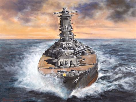 Battleship On Ocean Painting Hd Wallpaper Wallpaper Flare