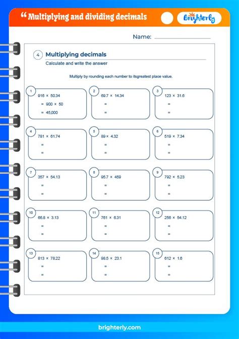 Multiplying And Dividing Decimals Worksheets Pdfs Brighterly
