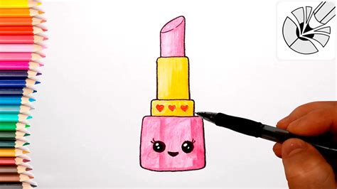 How To Draw A Cute Lipstick Easy Draw And Color For Kids Cute Draws