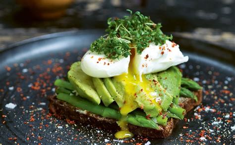 Avocado Asparagus And Poached Egg Open Faced Sandwich Edible Communities