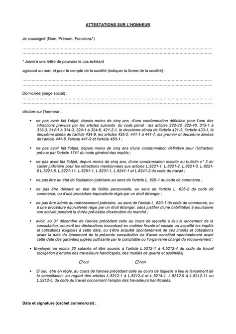 Exemple D Attestations Sur Lhonneur DOC PDF Page 1 Sur 1