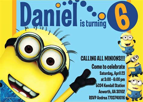 Minion Birthday Invitations Templates Free Of Minion Birthday Party