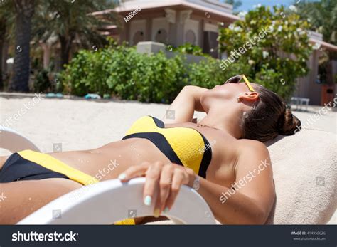 Sexy Bikini Suntan Woman Relaxing Laying Shutterstock