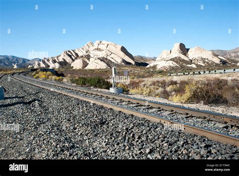 Railroad Tracks Near Mormon Rocks In Cajon Pass San Bernardino County