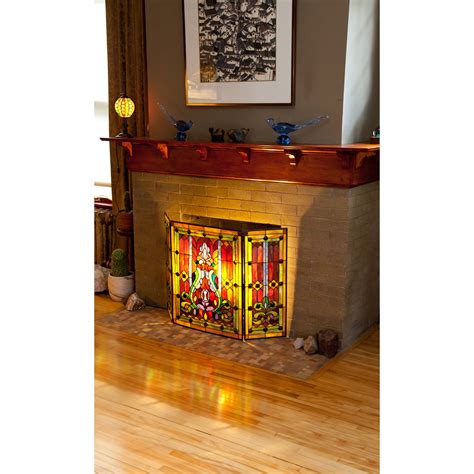 Enjoy free shipping on orders over $35. Fleur de Lis Tiffany Style Stained Glass Fireplace Screen | Wayfair