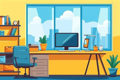 Premium Ai Image Home Office Sunny Room With Simple