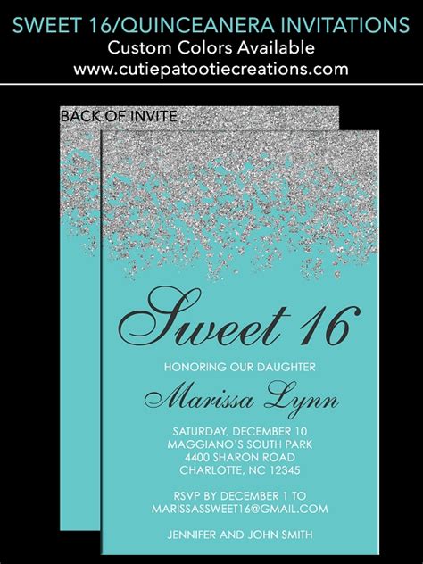 Tiffany Blue Sweet 16 Invitations Quinceanera Invitation
